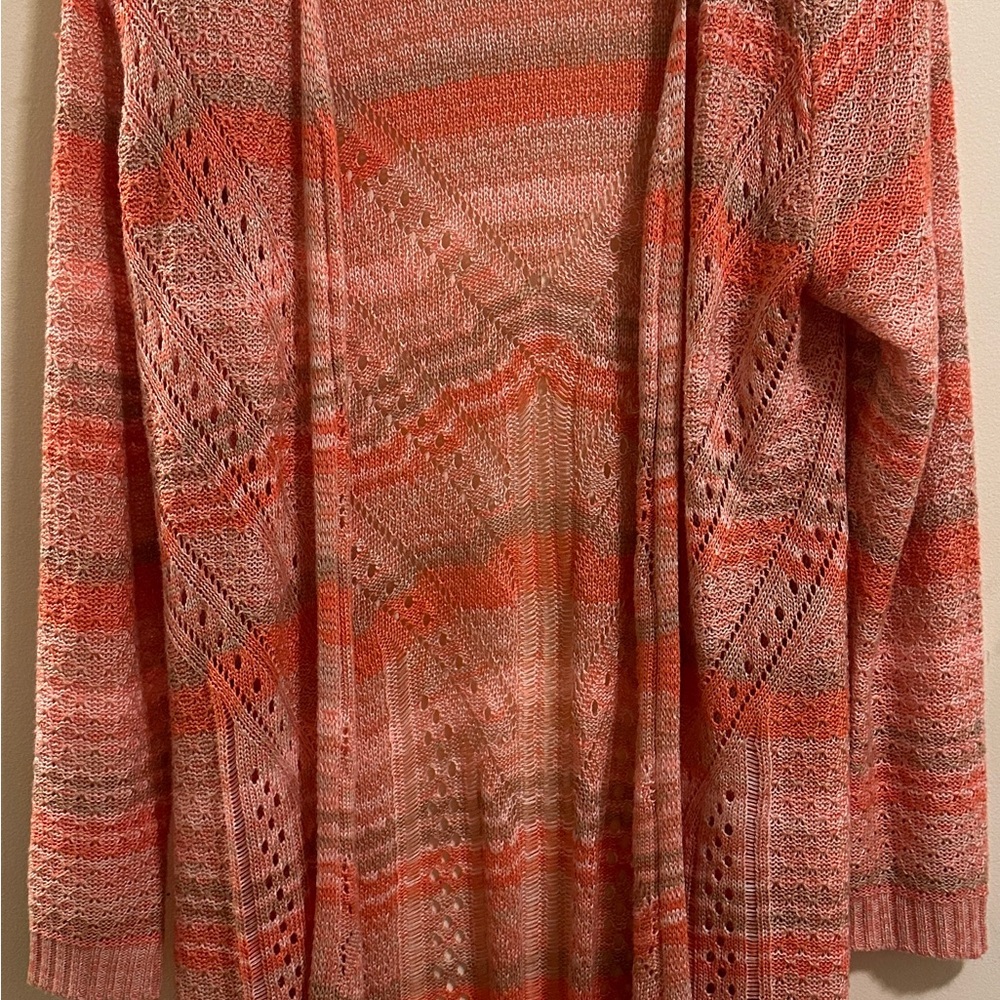 Pink and Coral Knit Longer Cardigan Sweater size S